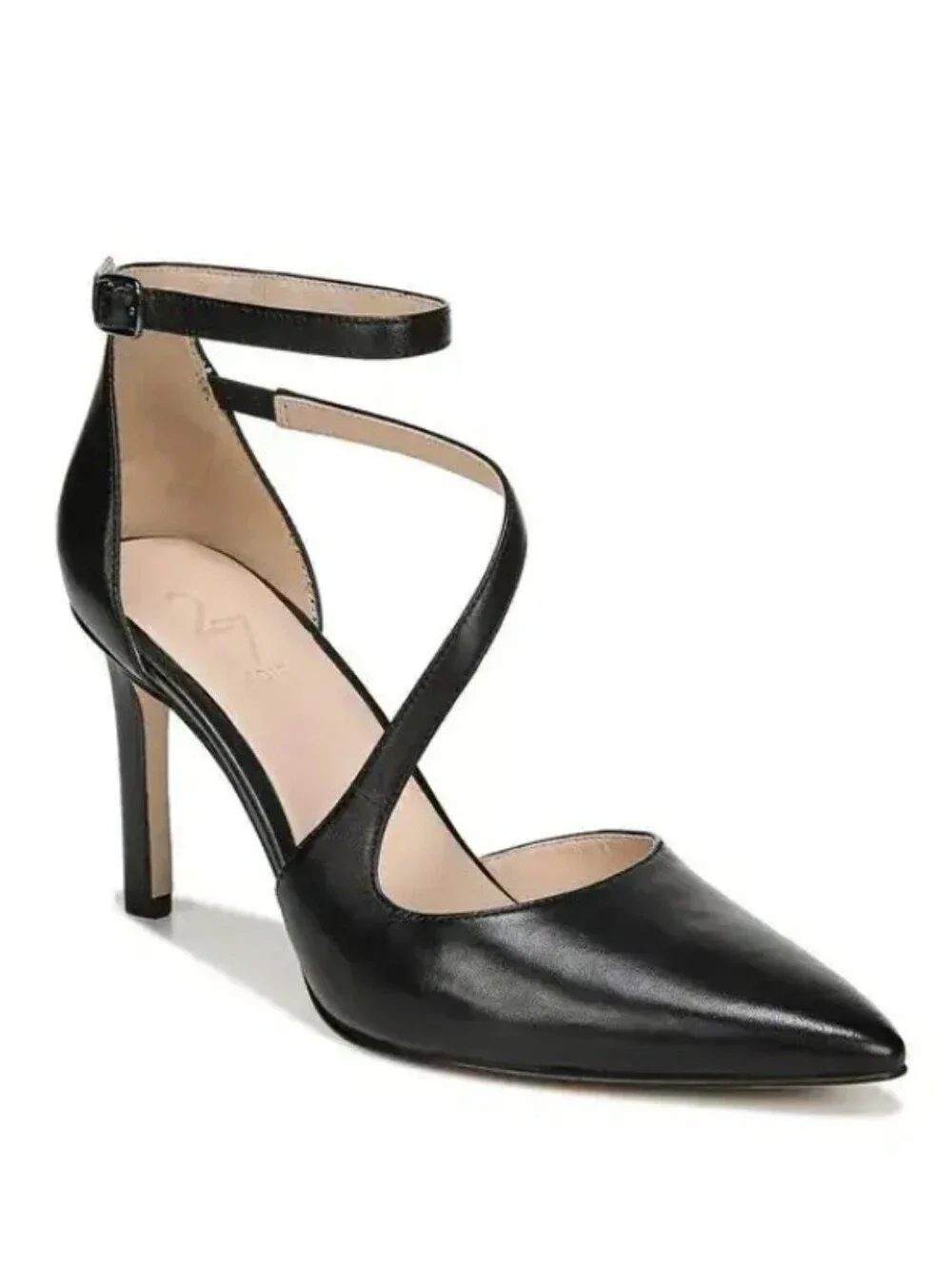 27 Edit Naturalizer Black AbilynLeather Strappy Pointed-Toe Pump Size 7.5 Narrow